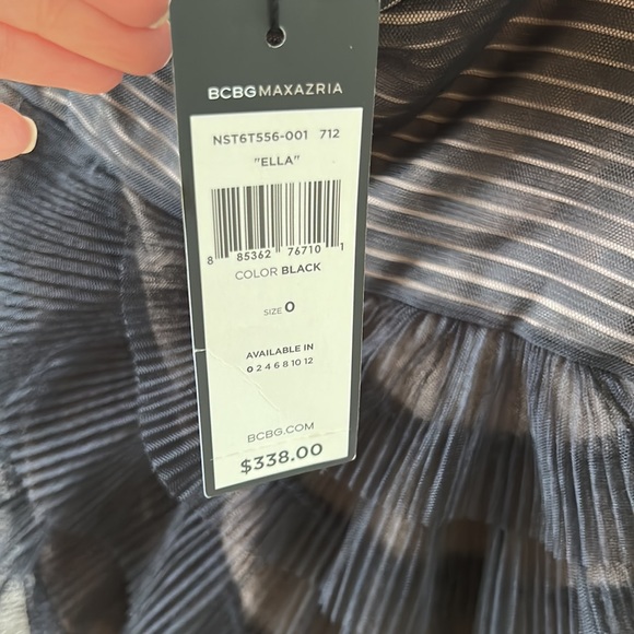 BCBG dress size 0 brand new black & beige one shoulder - Picture 2 of 5